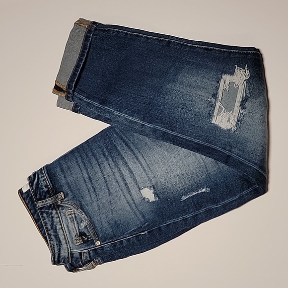 KanCan Blue Jeans Denim Pants Relaxed Fit Distressed Boyfriend Cuffed 9 28‎ - Picture 8 of 15